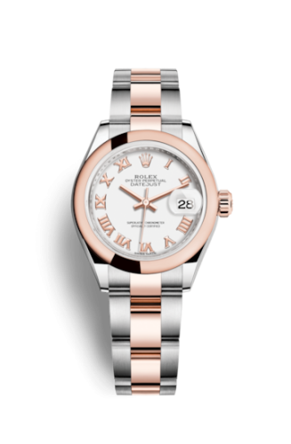 Rolex Lady-Datejust 28 Rolesor Rose Domed / Oyster / White Roman 279161-0022