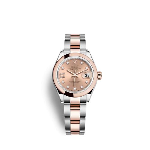 Rolex Lady-Datejust 28 Stainless Steel / Rose Gold / Domed / Rose - Diamond / Oyster 279161-0028
