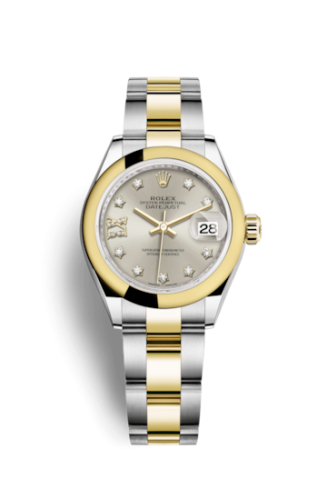 Rolex Lady-Datejust 28 Rolesor Yellow Domed / Oyster / Silver Diamond 279163-0004