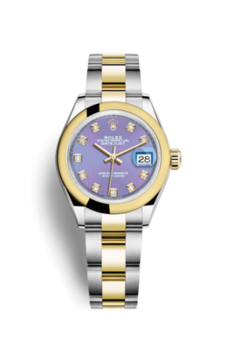 Rolex Lady-Datejust 28 Rolesor Yellow Domed / Oyster / Lavender Diamond 279163-0018