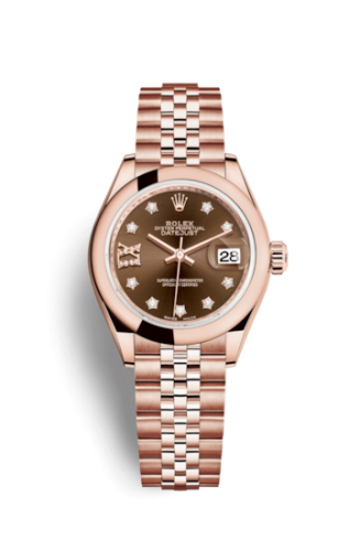 Rolex Lady-Datejust 28 Everose Domed / Jubilee / Chocolate Diamond 279165-0004