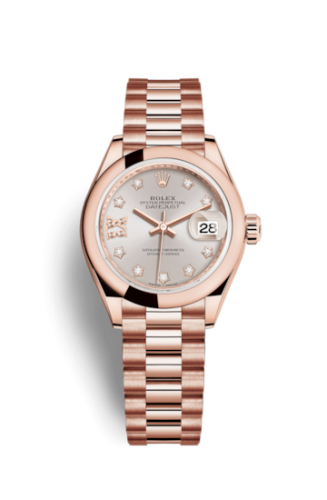 Rolex Lady-Datejust 28 Everose Domed / President / Sundust Diamond 279165-0005