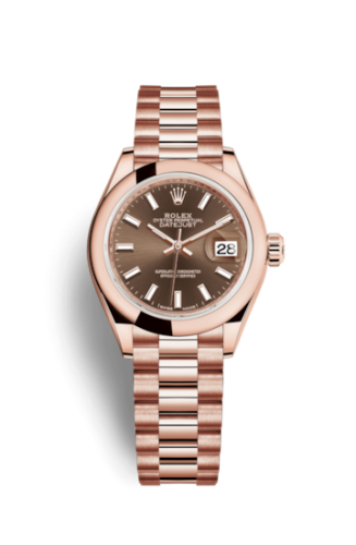 Rolex Lady-Datejust 28 Everose Domed / President / Chocolate 279165-0007