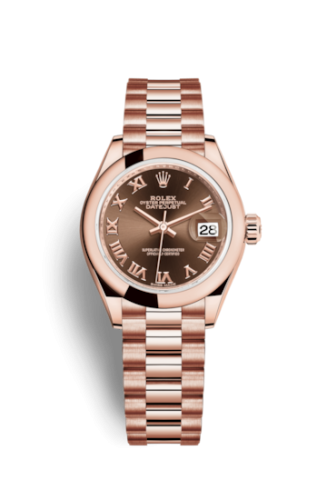 Rolex Lady-Datejust 28 Everose Domed / President / Chocolate Roman 279165-0013