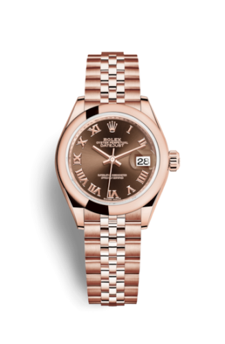 Rolex Lady-Datejust 28 Everose Domed / Jubilee / Chocolate Roman 279165-0014