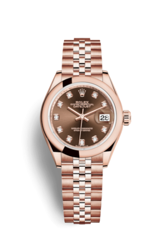 Rolex Lady-Datejust 28 Everose Domed / Jubilee / Chocolate Diamond 279165-0016