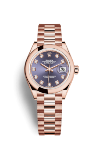 Rolex Lady-Datejust 28 Everose Domed / President / Aubergine 279165-0019