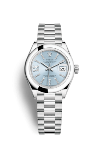 Rolex Lady-Datejust 28 Platinum Domed / President / Ice Blue Diamond 279166-0002