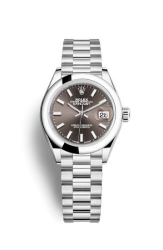 Rolex Lady-Datejust 28 Platinum Domed / President / Dark Grey 279166-0009