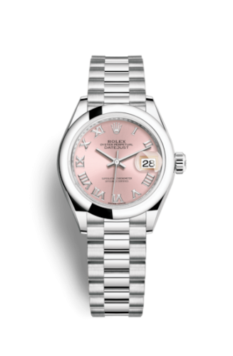 Rolex Lady-Datejust 28 Platinum Domed / President / Pink Roman 279166-0012