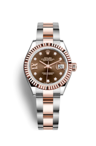 Rolex Lady-Datejust 28 Rolesor Rose Fluted / Oyster / Chocolate Diamond 279171-0004