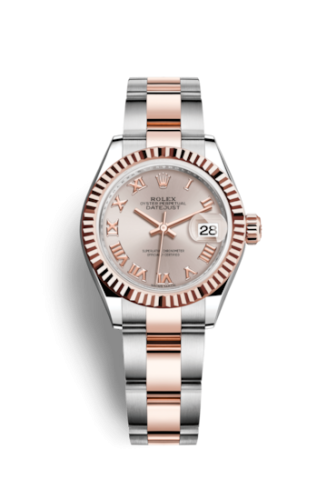 Rolex Lady-Datejust 28 Rolesor Rose Fluted / Oyster / Sundust Roman 279171-0006