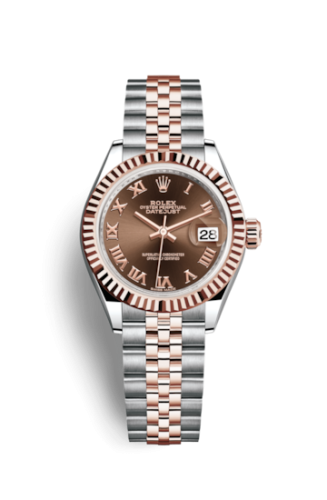 Rolex Lady-Datejust 28 Rolesor Rose Fluted / Jubilee / Chocolate Roman 279171-0009