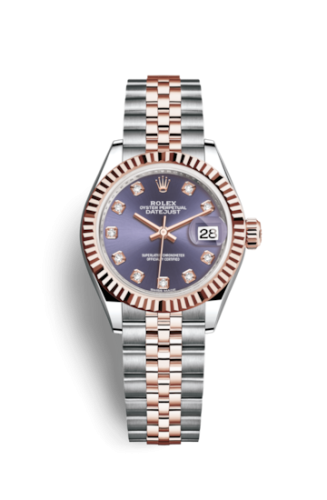 Rolex Lady-Datejust 28 Rolesor Rose Fluted / Jubilee / Aubergine Diamonds 279171-0015