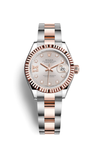 Rolex Lady-Datejust 28 Rolesor Rose Fluted / Oyster / Sundust Diamond 279171-0020