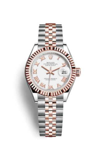 Rolex Lady-Datejust 28 Rolesor Rose Fluted / Jubilee / White Roman 279171-0021