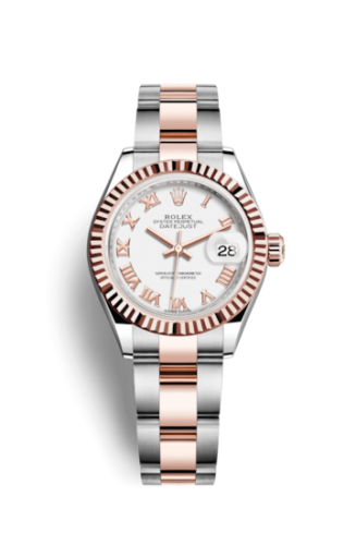 Rolex Lady-Datejust 28 Rolesor Rose Fluted / Oyster / White Roman 279171-0022