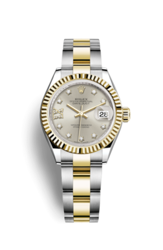 Rolex Lady-Datejust 28 Rolesor Yellow Fluted / Oyster / Silver Diamond 279173-0004