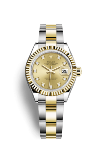 Rolex Lady-Datejust 28 Rolesor Yellow Fluted / Oyster / Champagne Diamond 279173-0012