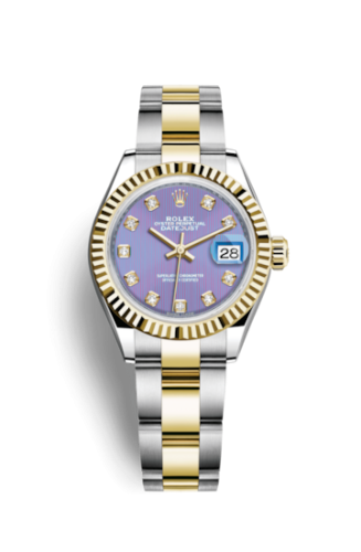 Rolex Lady-Datejust 28 Rolesor Yellow Fluted / Oyster / Lavender Diamond 279173-0018