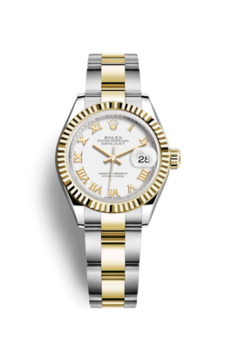 Rolex Lady-Datejust 28 Rolesor Yellow Fluted / Oyster / White Roman 279173-0024