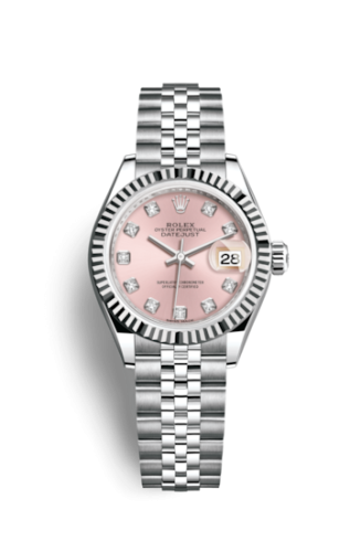 Rolex Lady-Datejust 28 Stainless Steel Fluted / Pink - Diamond / Jubilee 279174-0003