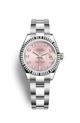Rolex Lady-Datejust 28 Stainless Steel Fluted / Pink - Diamond / Oyster 279174-0004