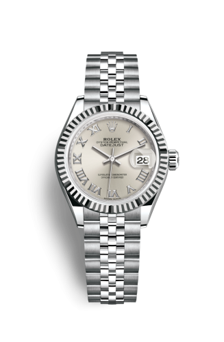 Rolex Lady-Datejust 28 Stainless Steel Fluted / Silver - Roman / Jubilee 279174-0007