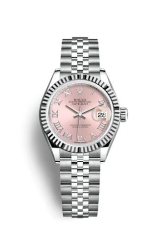 Rolex Lady-Datejust 28 Stainless Steel Fluted / Pink - Roman / Jubilee 279174-0017