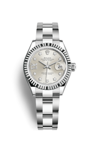 Rolex Lady-Datejust 28 Stainless Steel Fluted / Silver - Diamond / Oyster 279174-0022