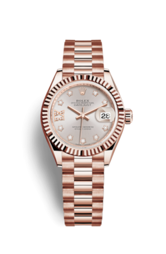 Rolex Lady-Datejust 28 Everose Fluted / President/ Sundust Diamond 279175-0005