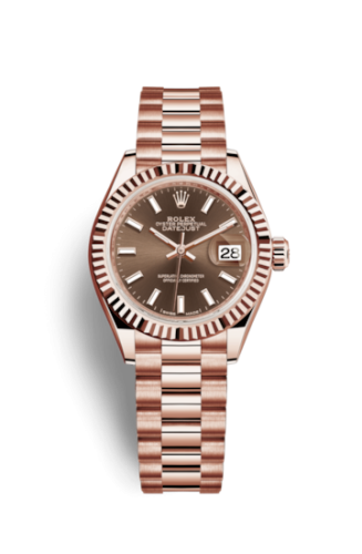 Rolex Lady-Datejust 28 Everose Fluted / President / Chocolate 279175-0007