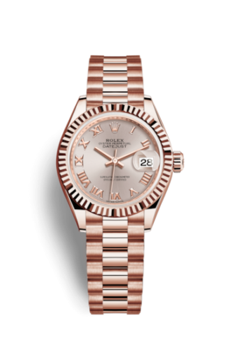 Rolex Lady-Datejust 28 Everose Fluted / President / Sundust Roman 279175-0011