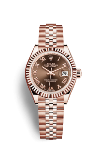 Rolex Lady-Datejust 28 Everose Fluted / Jubilee / Chocolate Roman 279175-0015