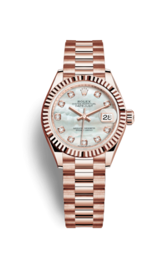 Rolex Lady-Datejust 28 Everose Fluted / President / MOP 279175-0017