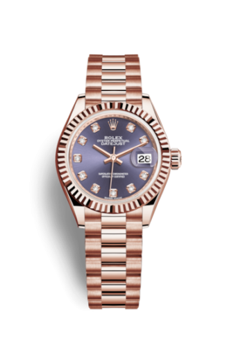 Rolex Lady-Datejust 28 Everose Fluted / President / Aubergine Diamond 279175-0019