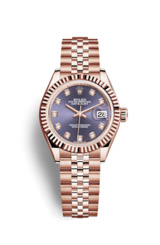 Rolex Lady-Datejust 28 Everose Fluted / Jubilee / Aubergine Diamond 279175-0020