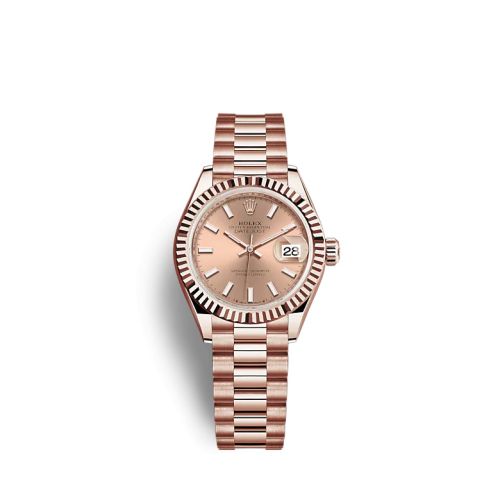 Rolex Lady-Datejust 28 Rose Gold / Fluted / Rose / President 279175-0025