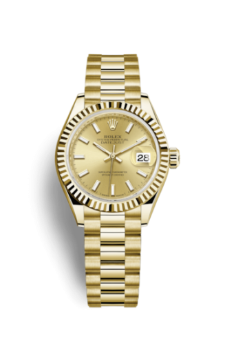 Rolex Lady-Datejust 28 Yellow Gold Fluted / President / Champagne 279178-0001