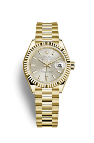 Rolex Lady-Datejust 28 Yellow Gold Fluted / President / Silver 279178-0005