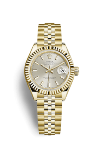 Rolex Lady-Datejust 28 Yellow Gold Fluted / Jubilee / Silver 279178-0006