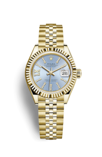 Rolex Lady-Datejust 28 Yellow Gold Fluted / Jubilee / Cornflower Diamond 279178-0010