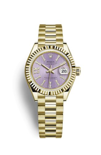 Rolex Lady-Datejust 28 Yellow Gold Fluted / President / Lilac Diamond 279178-0011