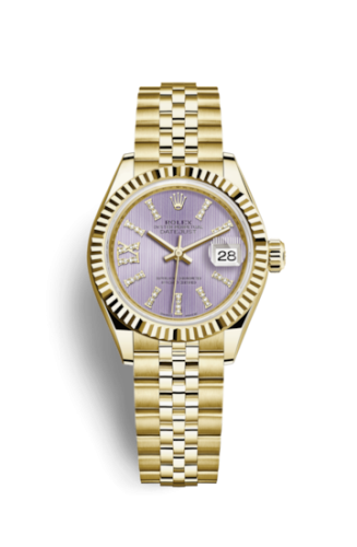 Rolex Lady-Datejust 28 Yellow Gold Fluted / Jubilee / Lilac Diamond 279178-0012