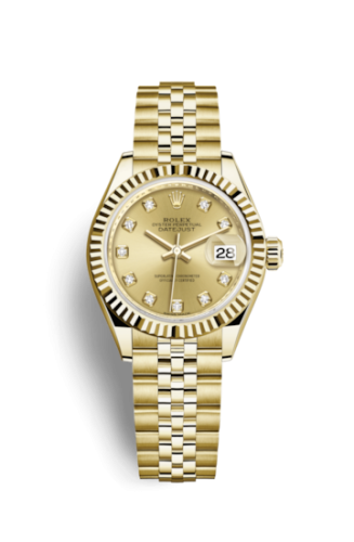 Rolex Lady-Datejust 28 Yellow Gold Fluted / Jubilee / Champagne Diamond 279178-0024