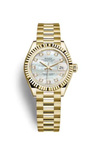 Rolex Lady-Datejust 28 Yellow Gold Fluted / President / MOP 279178-0025