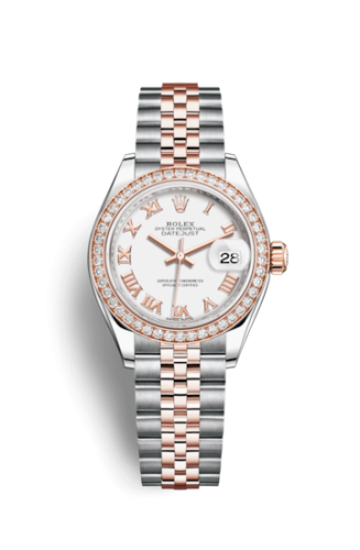 Rolex Lady-Datejust 28 Rolesor Rose Diamond / Jubilee / White Roman 279381RBR-0021