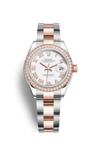 Rolex Lady-Datejust 28 Rolesor Rose Diamond / Oyster / White Roman 279381RBR-0022