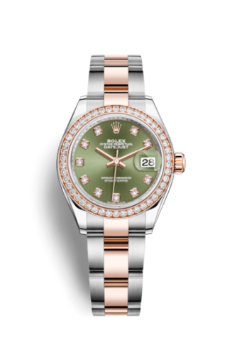 Rolex Lady-Datejust 28 Rolesor Rose Diamond / Oyster / Olive Diamond 279381rbr-0008