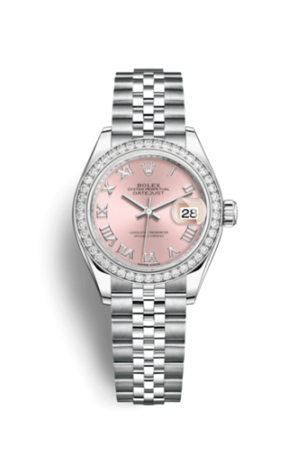 Rolex Lady-Datejust 28 Stainless Steel / Diamond / Pink - Roman / Jubilee 279384RBR-0005